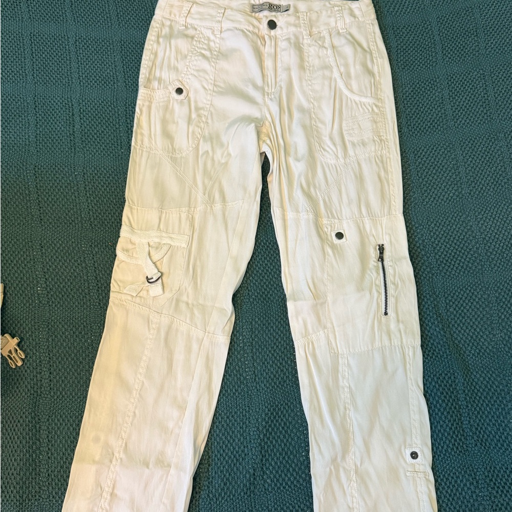 Silk Cream Cargo Pants